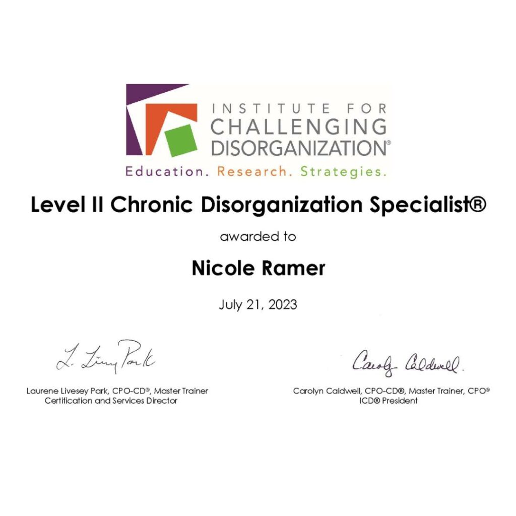 Chronic Disorganization Specialist | Nicole Ramer